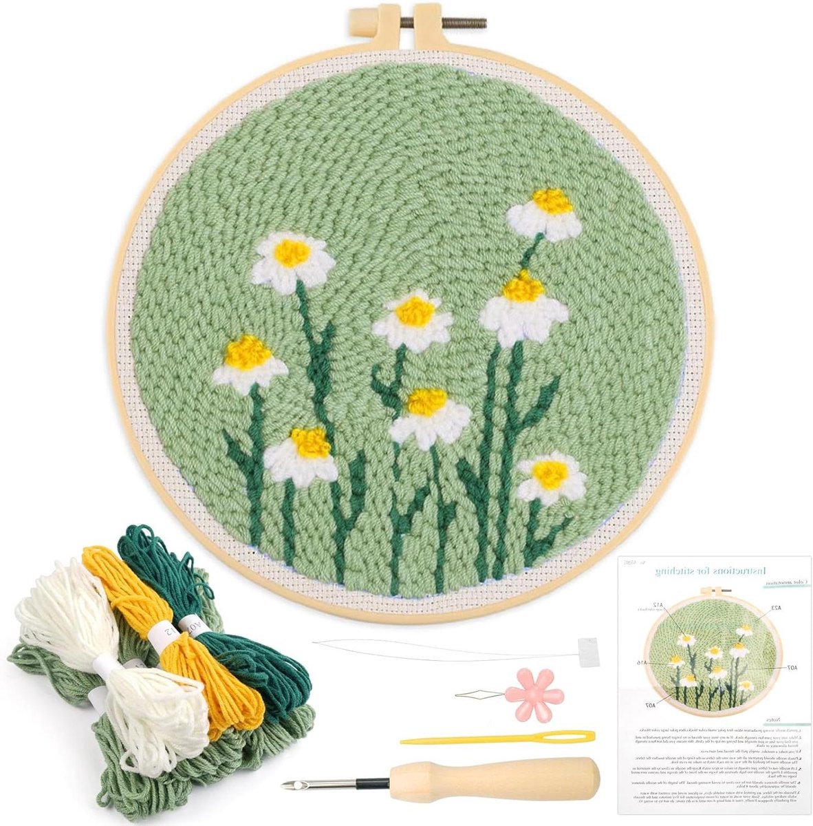 Ronte - Borduurset met bloemen voor volwassenen - inclusief patroon en frame