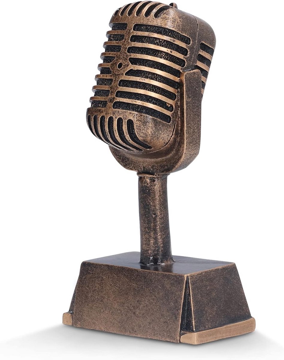 Vintage Metalen Microfoon Trofee Retro Decoratie voor Kantoor en Thuis