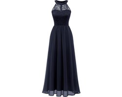 Elegante Avondjurk Lange Halterjurk voor Dames Bruiloft Cocktail Chiffon Kant