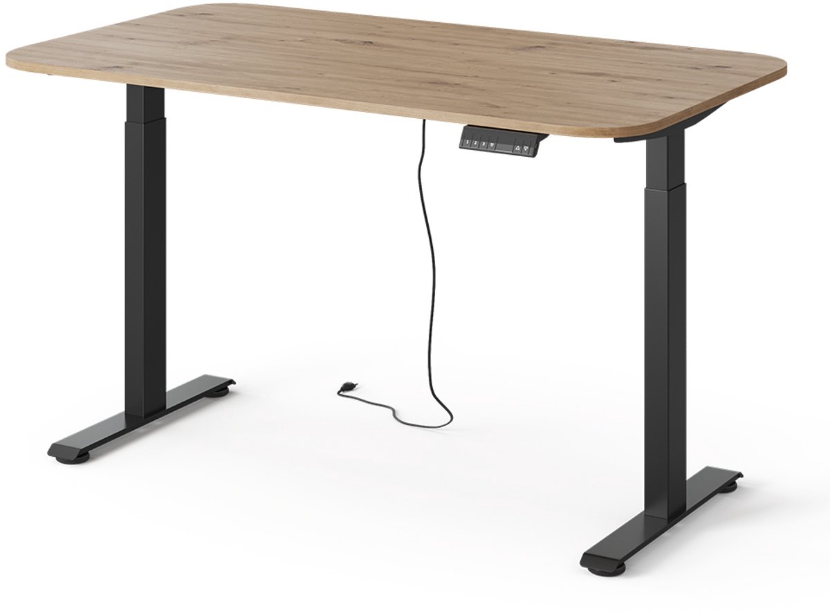 Vicco Elevate Bureau – 140 x 80 cm 2 motoren Zwart/Ambachtelijk Zwart/Artisanaal eiken