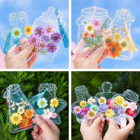 60 stuks Transparante Droogbloemen Boekenlegger Stickers