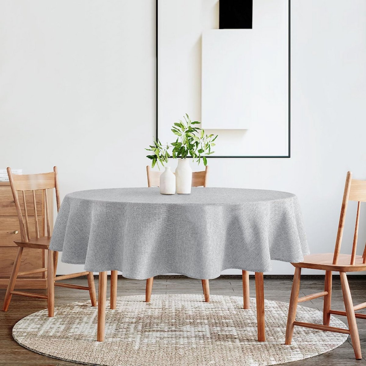 Tafelkleed rond 180 cm linnenlook stainbestendig