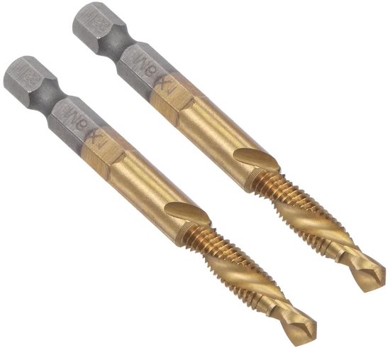 QUARKZMAN 2 Stuks Schroeftappen – 1/4-28 UNF 2B, Titanium Gecoat HSS – Voor Roestvrij Staal, Aluminium & Kunststof – M2 Kwaliteit