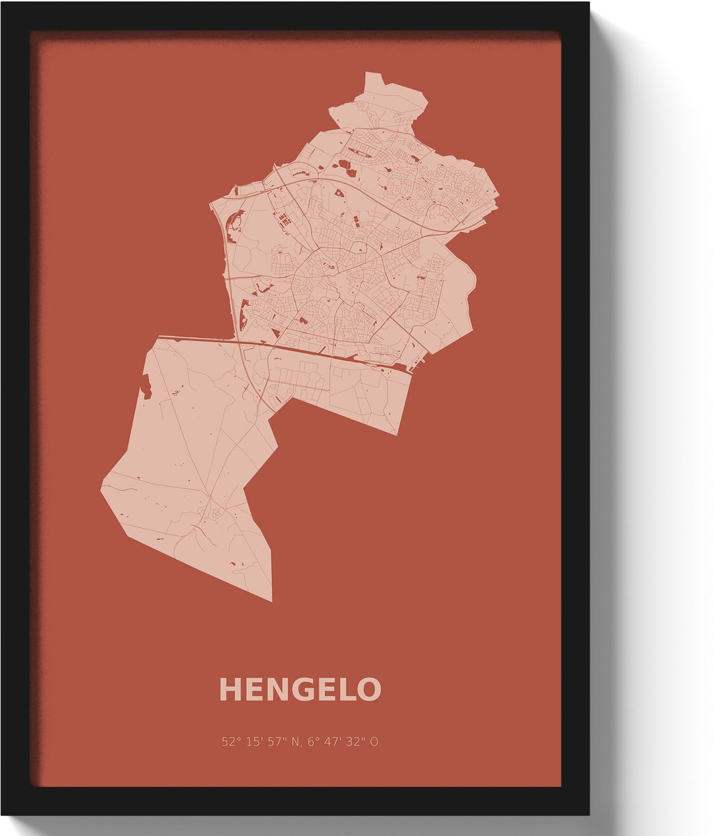Poster Hengelo A2 - 42 x 59,4 cm - Rood (Exclusief Lijst)