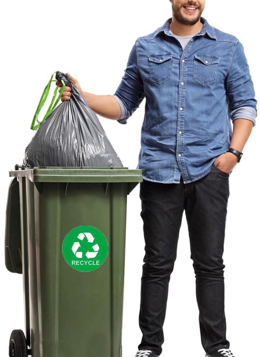 Recycle stickers voor afvalcontainers - Set van 6 stickers voor afvalscheiding binnen en buiten