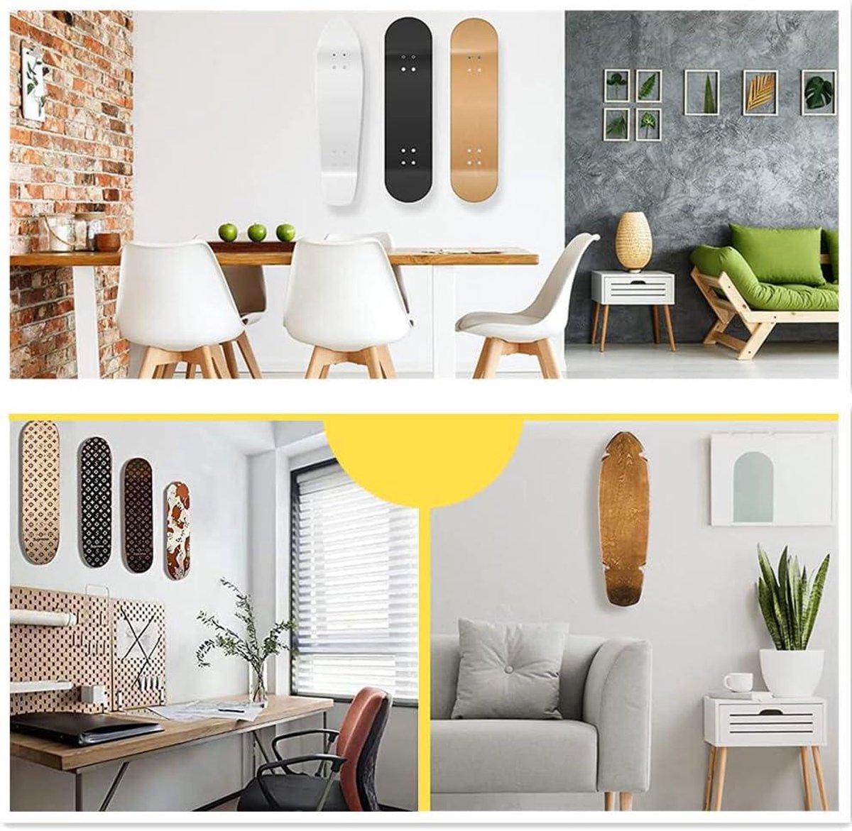 Ronte - Skateboard Muurbevestiging Set van 3 stuks voor Verticale en Horizontale Display Opslag.