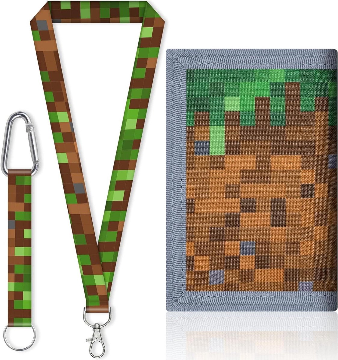 Ronte - Kinderportemonnee met omhangkoord voor kinderen, drievoudig gevouwen ontwerp met sleutelhanger en muntvak met ritssluiting - Koffieblok design - Leuk cadeau Idee