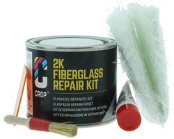 CROP Glasvezel Reparatieset - Met Polyester Plamuur 2K - 125 ml - Polyester hars Vulmiddel voor Auto - Autoplamuur met Verharder