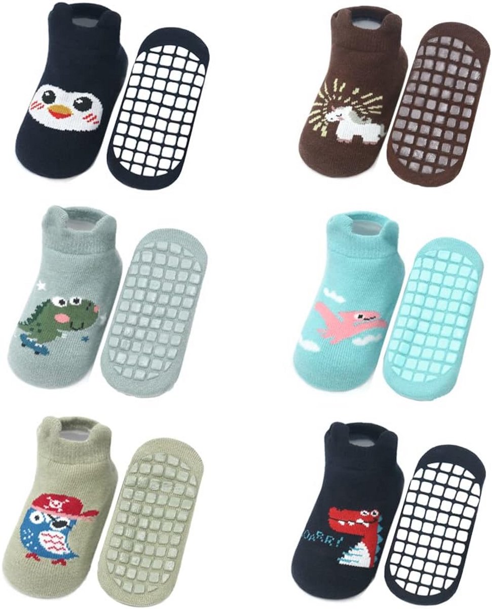 6 Paar Antislip Sneakersokken Kinderen en Baby's - Onzichtbaar & Katoen