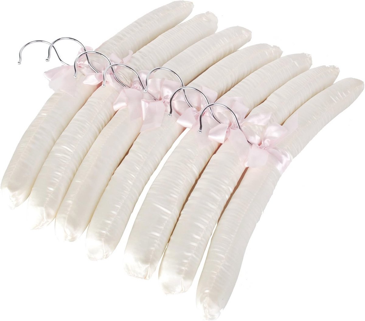 Set van 10 luxe kleerhangers met satijnen bekleding en antirusthaken