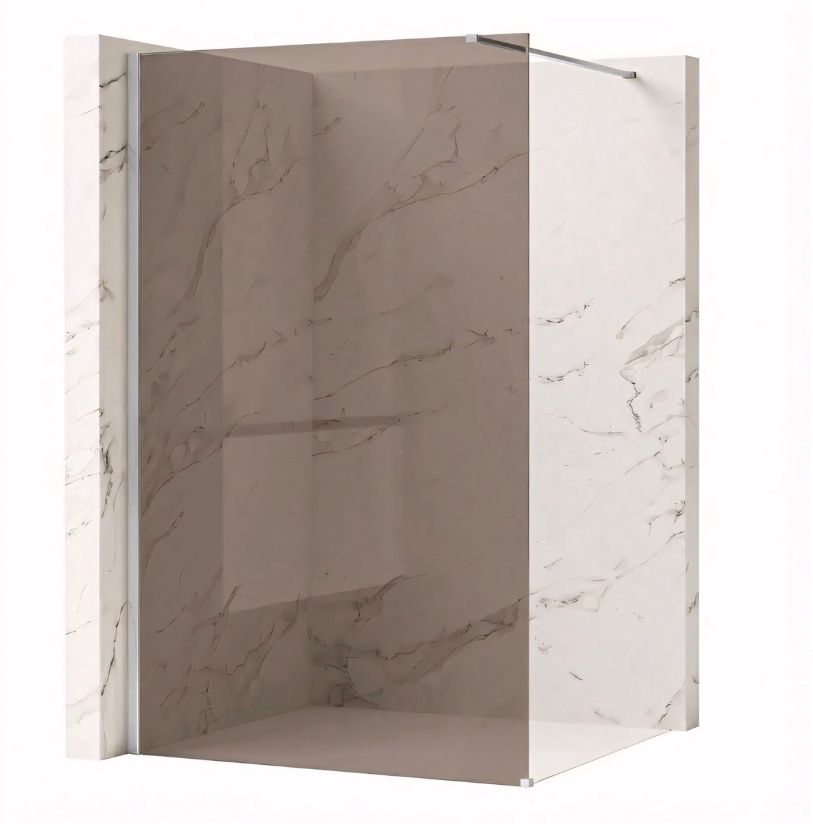 Rea Flexi Brown 100 - Rookbruin Glas 6 Mm - Douchewand - Chrome120X100X195Cm