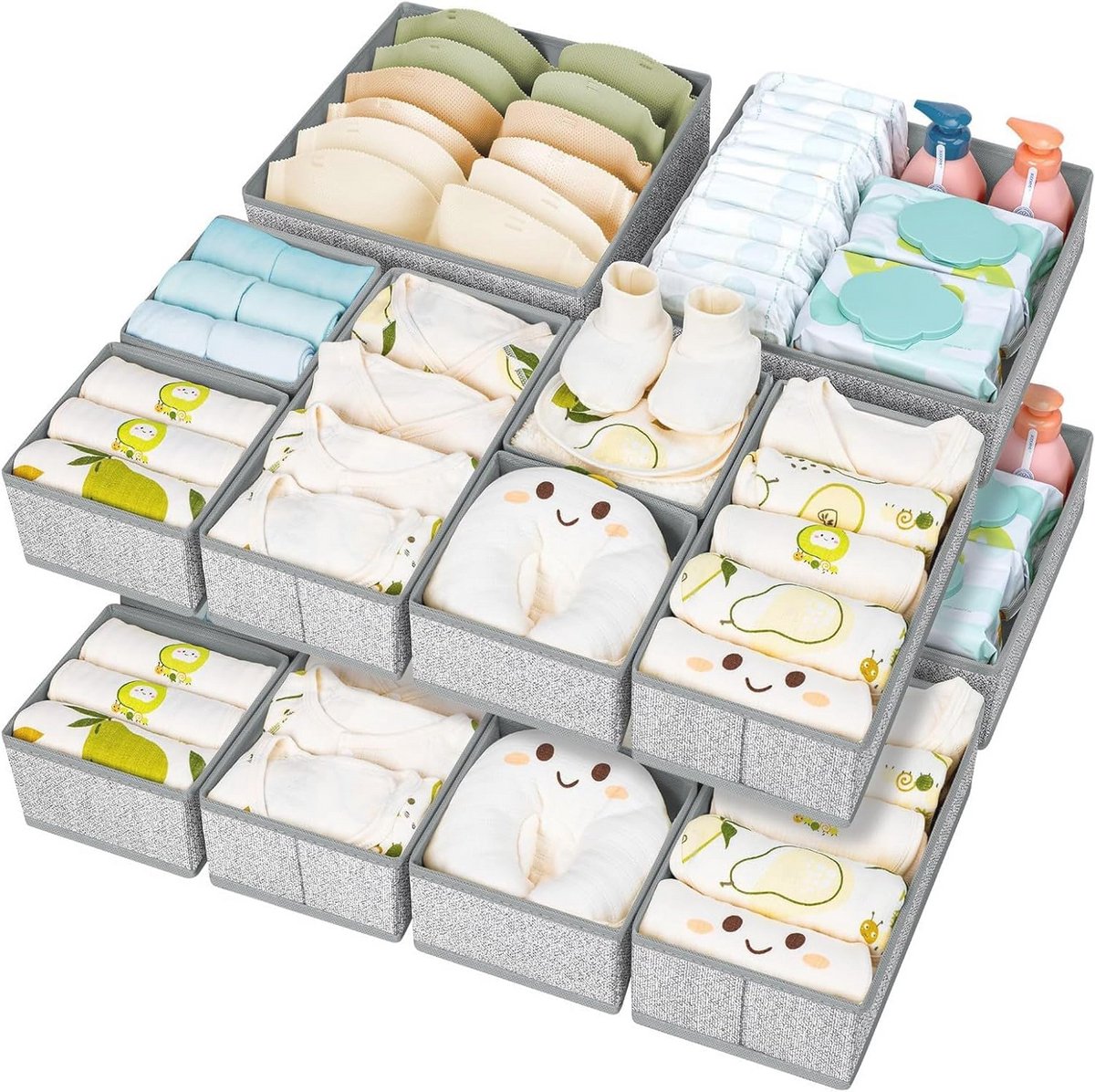 Set van 15 opvouwbare ladeverdelers voor kleding en accessoires