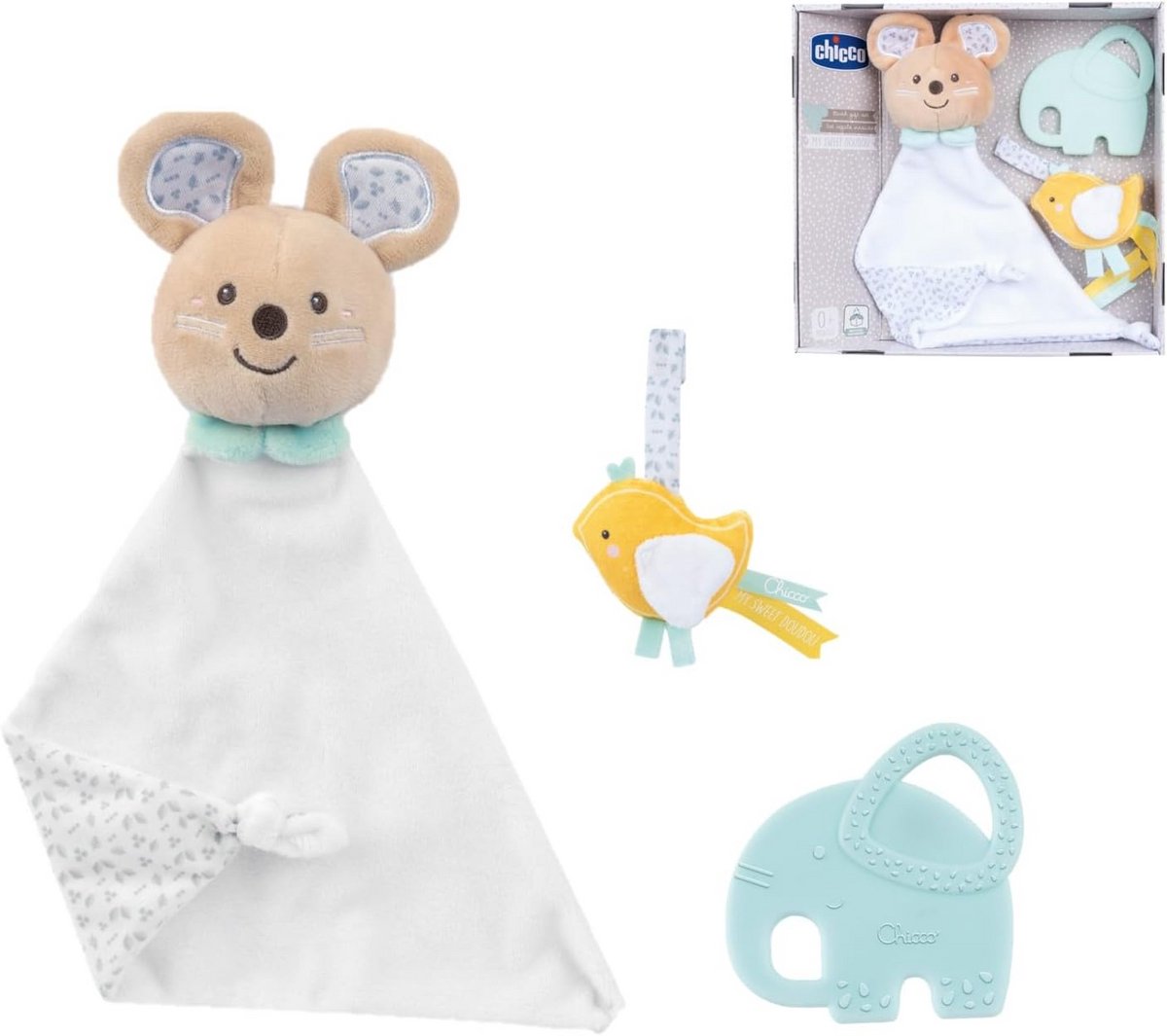 Kraamcadeau Set Geboorte Geschenkpakket met Rammelaar, Speendoekje en Bijtring