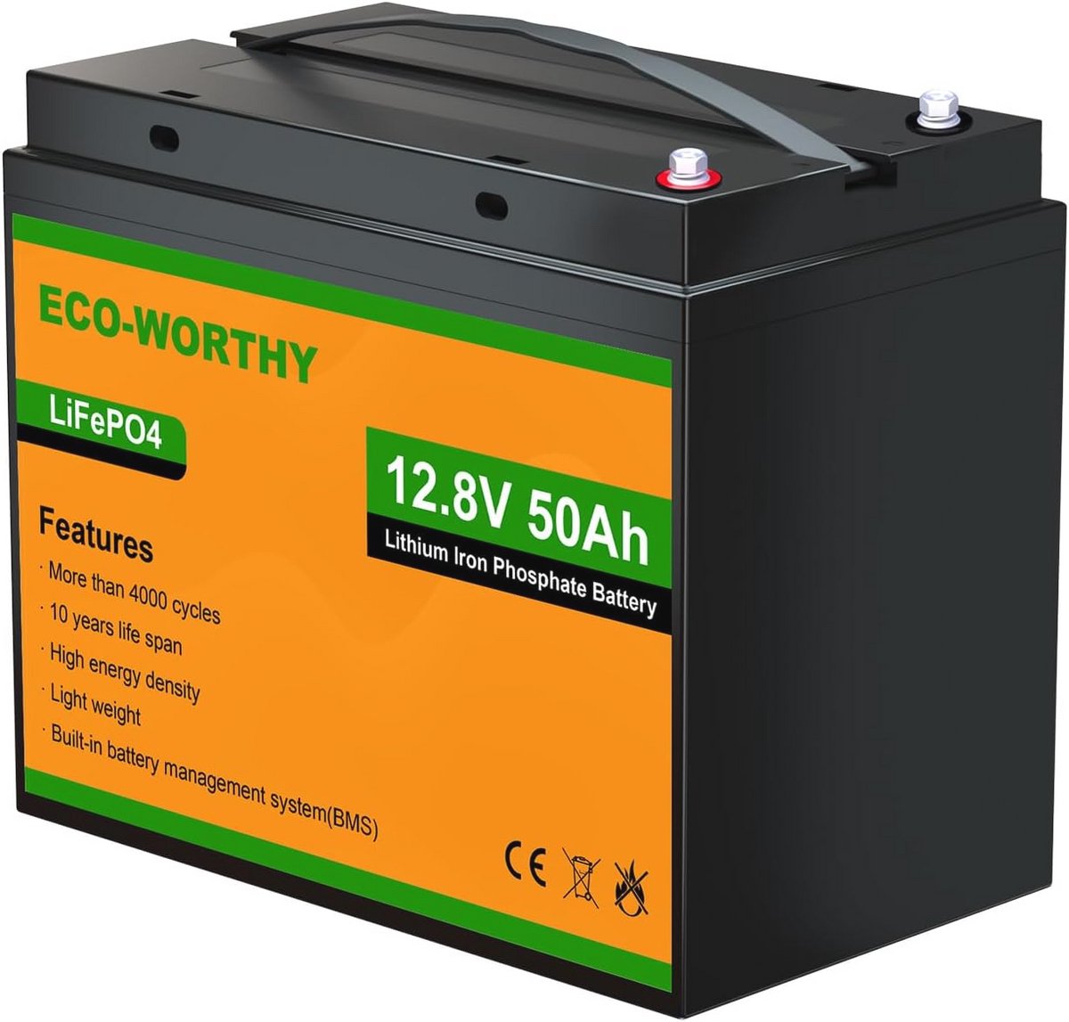 LiFePO4 12V 50Ah Lithium Batterij met 50A BMS - Perfect voor Boot, Motorhome en Zonnepaneel