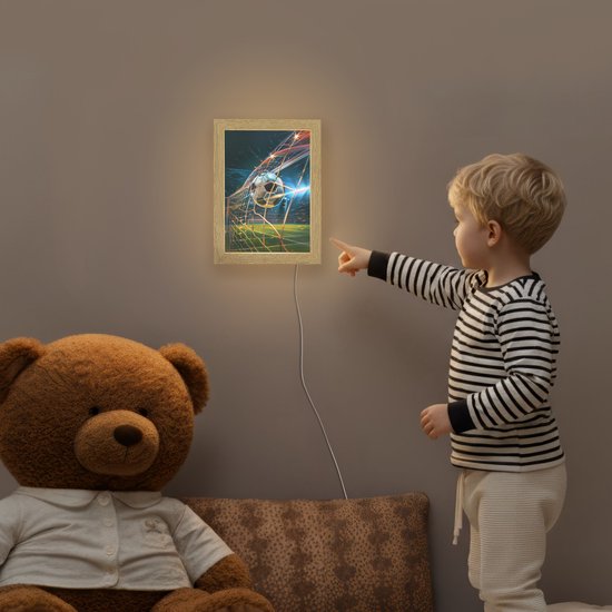 Nachtlampje 15x20 cm - Kinder lampje - Voetbal - Goal - Sport - Jongens - Tafellamp kinderkamer - Slaapkamer lamp - Bedlamp kinderen - Kinderlampje stopcontact - Wandlamp babykamer - Nachtlampjes van Bilal Wonderlampen — afbeelding 5