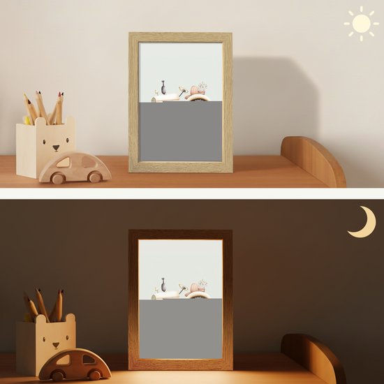 Nachtlampje 15x20 cm - Kinder lampje - Vintage - Tractor - Pastel - Tafellamp kinderkamer - Slaapkamer lamp - Bedlamp kinderen - Kinderlampje stopcontact - Wandlamp babykamer - Nachtlampjes van OnlyWow — afbeelding 4