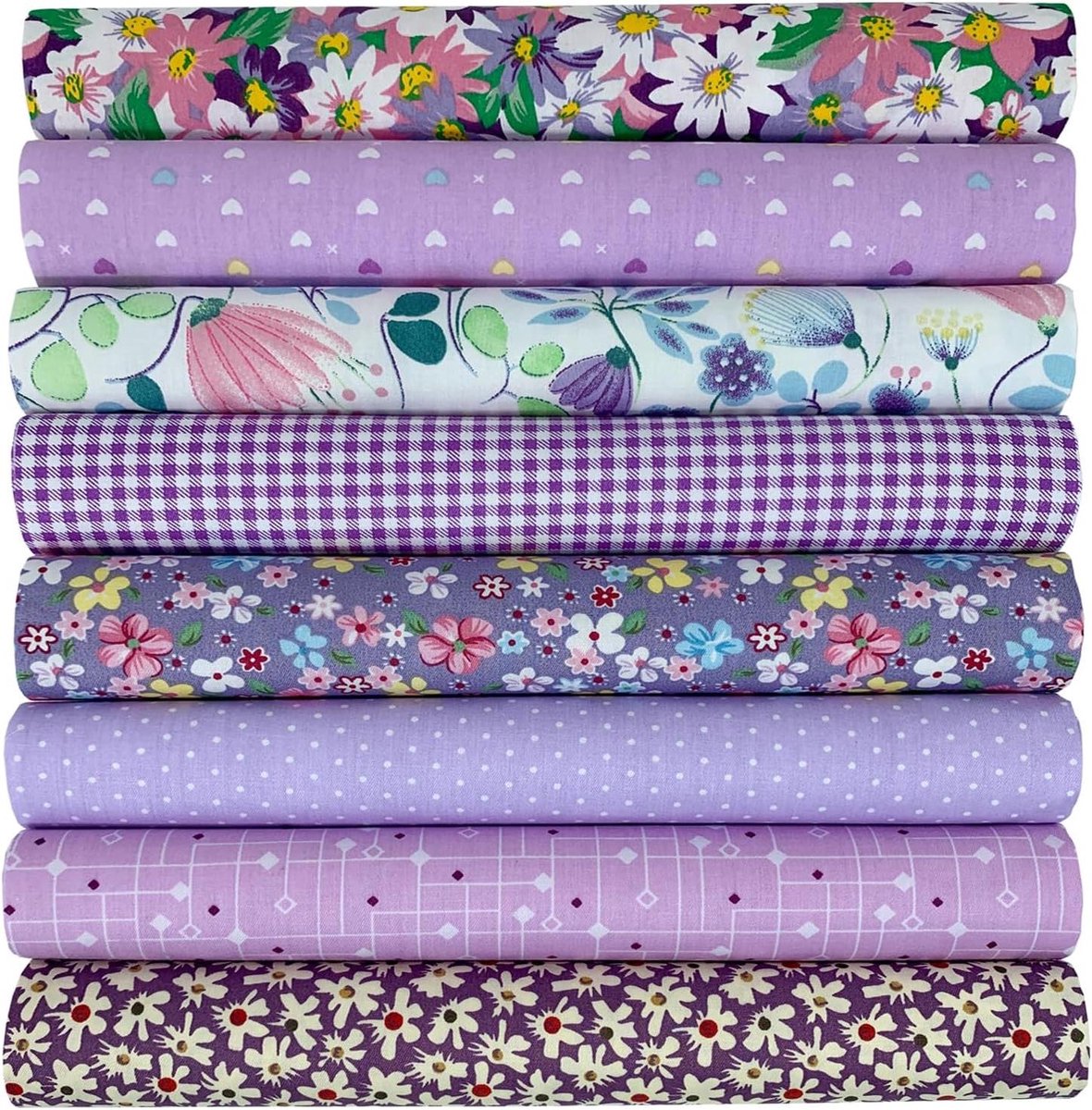 Allecta - Katoenen stoflapjes voor patchwork en quilten - 50 x 50 cm - 8 stuks - paars