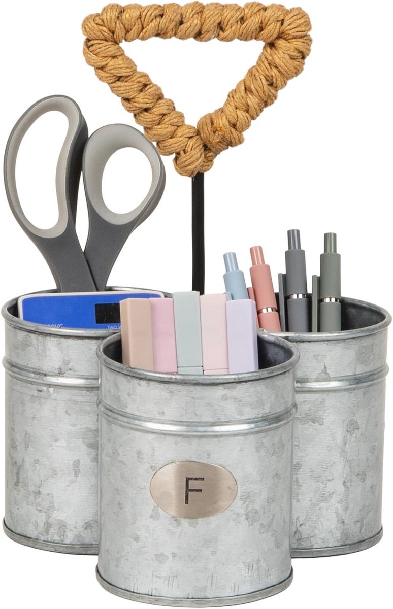 Bestekhouder en Organizer van Gegalvaniseerd Metaal - 7" L x 7" B x 10" H