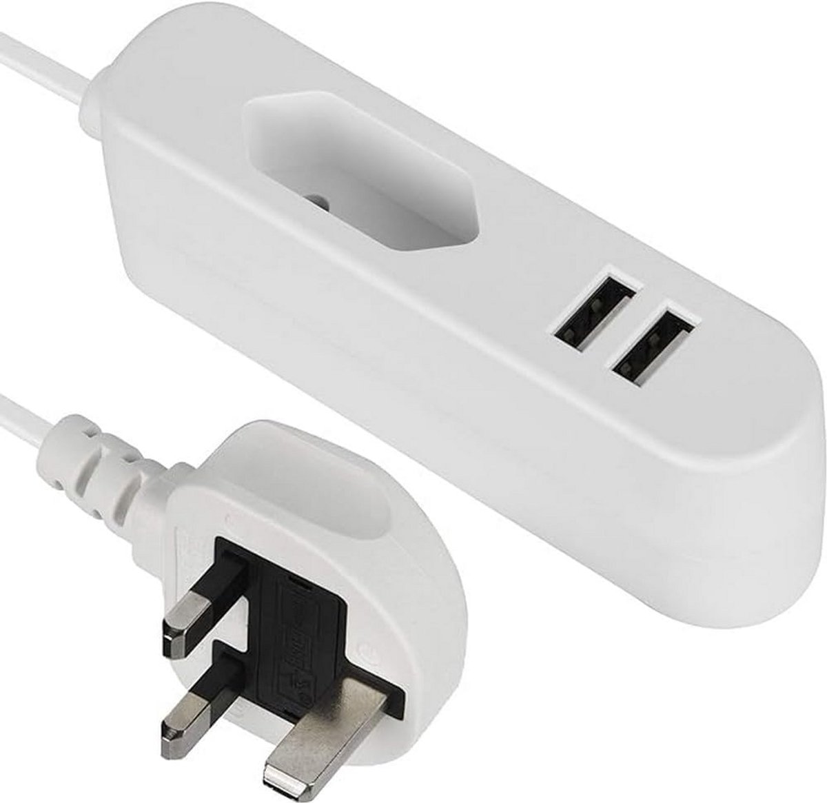 Draagbare reisadapter en snellader met USB poorten - 2.4A, 1.5m kabel