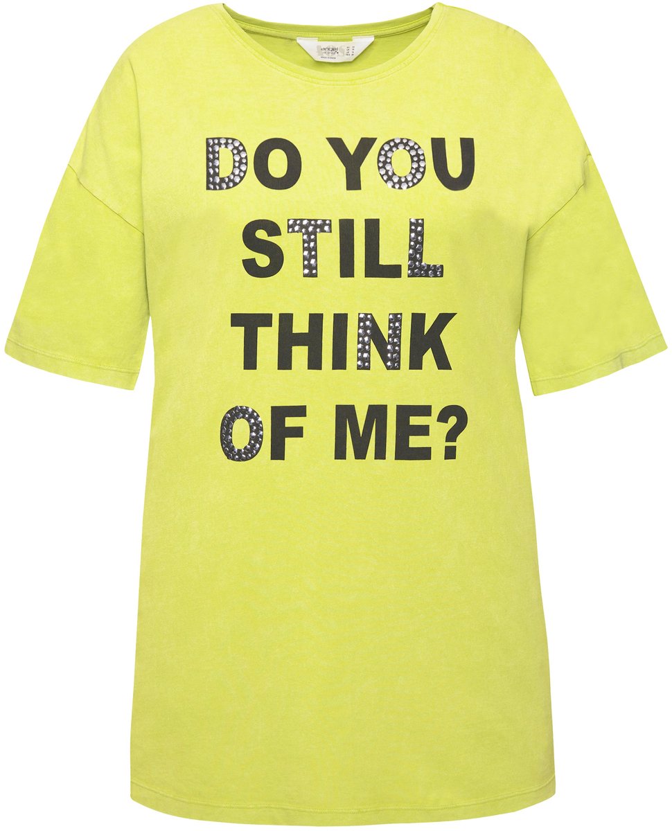 Angel of Style - Dames - T-shirt oversized versierd statement vintage look - Limoen - Maat 48