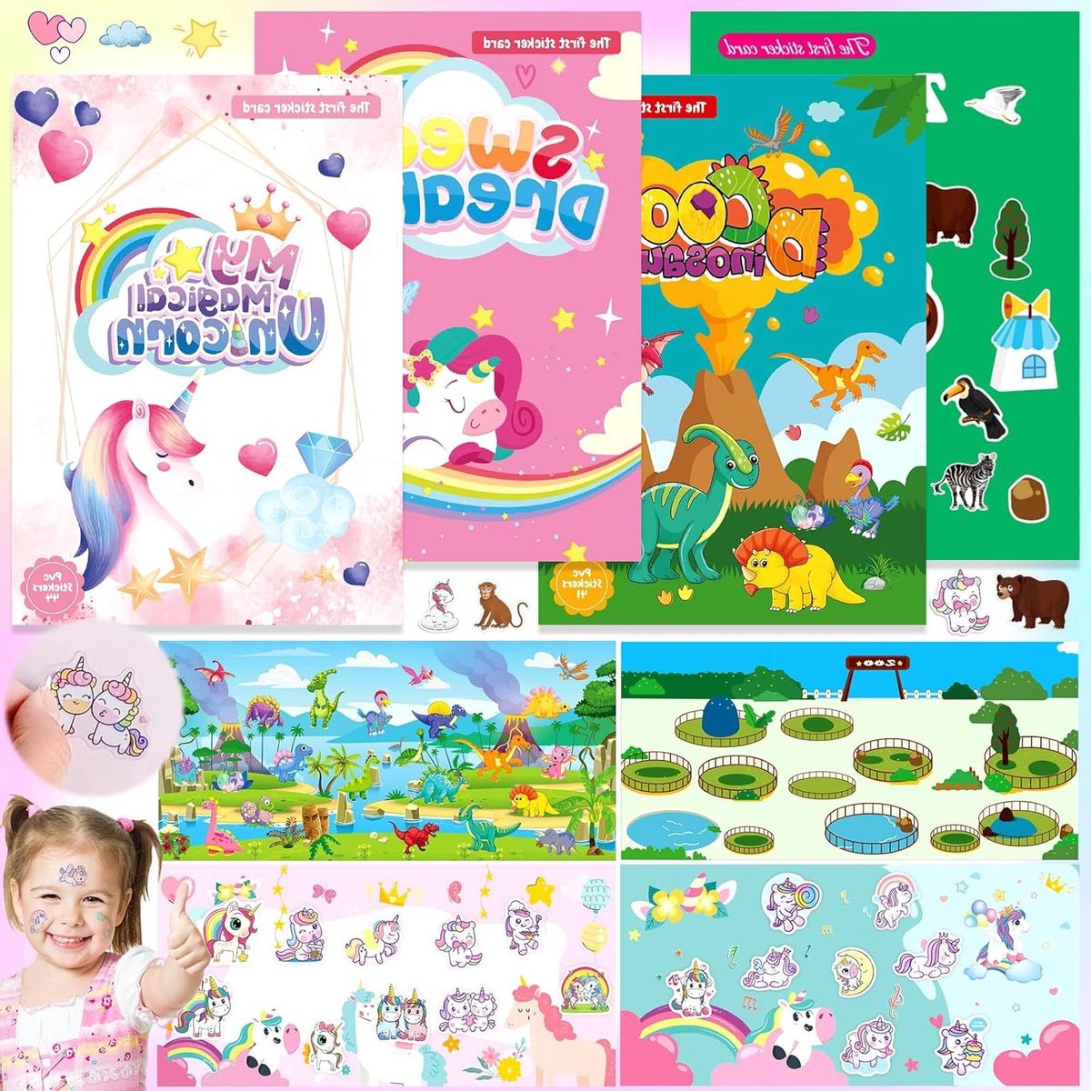 Allecta - Stickerboeken voor Kinderen | Herbruikbaar | Statisch en Waterdicht | Leuk Stickerboekje | Set van 4