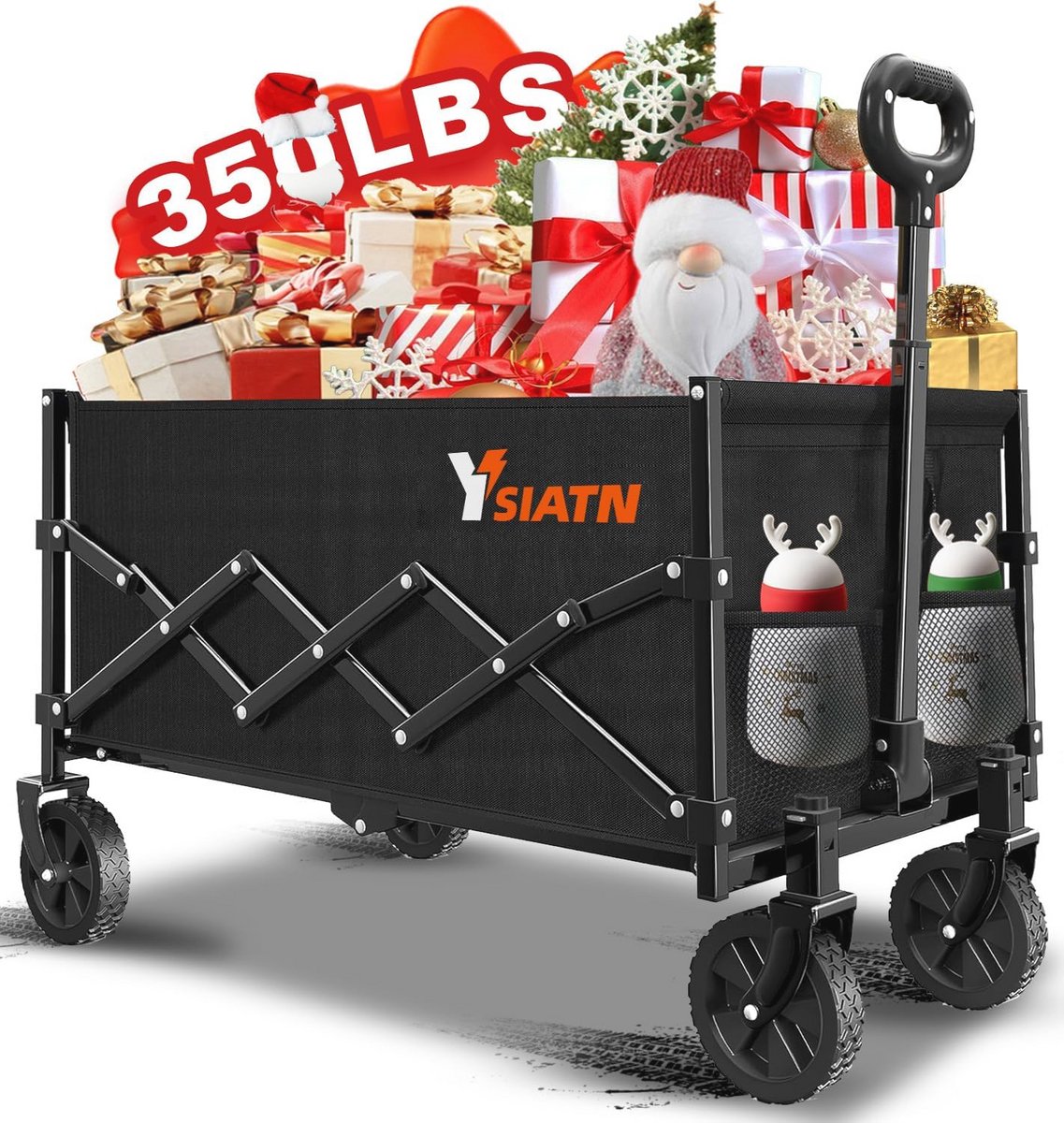 Opvouwbare Wagon met Grote Capaciteit voor Winkelen, Tuin, Sport en Camping