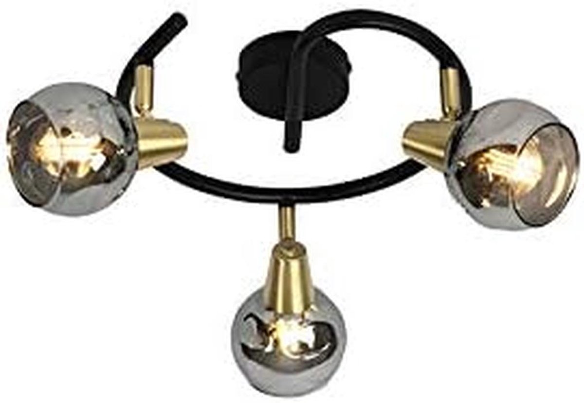 Art Deco Rookglas Plafondlamp 44,5 cm - 3-Light E14 - Geschikt voor LED - Rond en Stijlvol