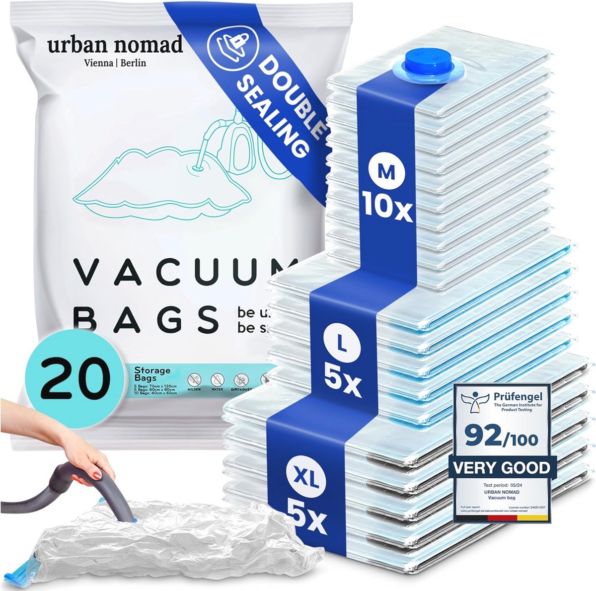 Vacuüm Sealer Zakjes Set van 20 - Ruimtebesparend en Luchtdicht voor Kleding