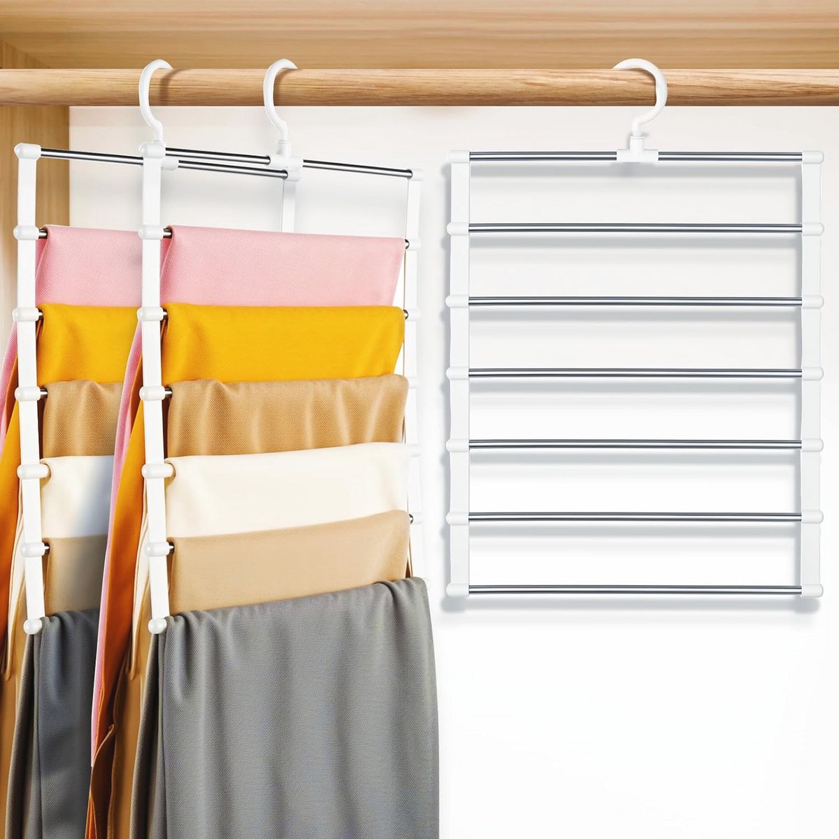 Ruimtebesparende Antislip Broekhangers - 3 Stuks voor Broeken, Sjaals en Kleding