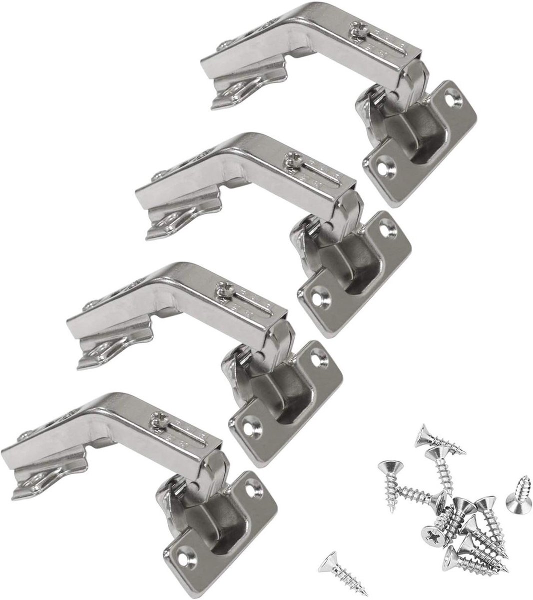 Dailygoods- Hoekscharnier 135° - Opvouwbaar - Verborgen - Zinklegering/Staal - Set van 4 - Inclusief bevestigingsschroeven - Deurscharnier