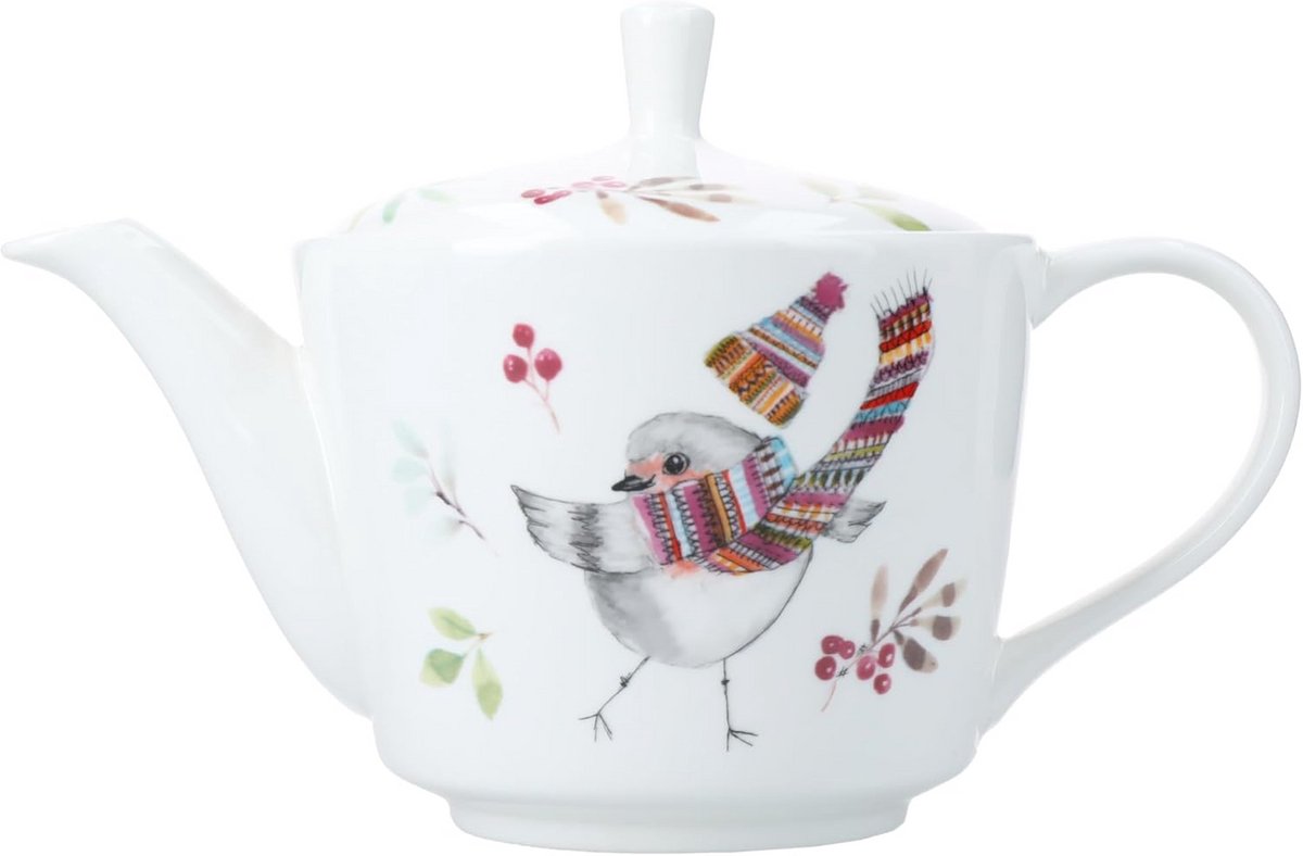 Theepot Robin 650 ml porselein geschenkverpakking
