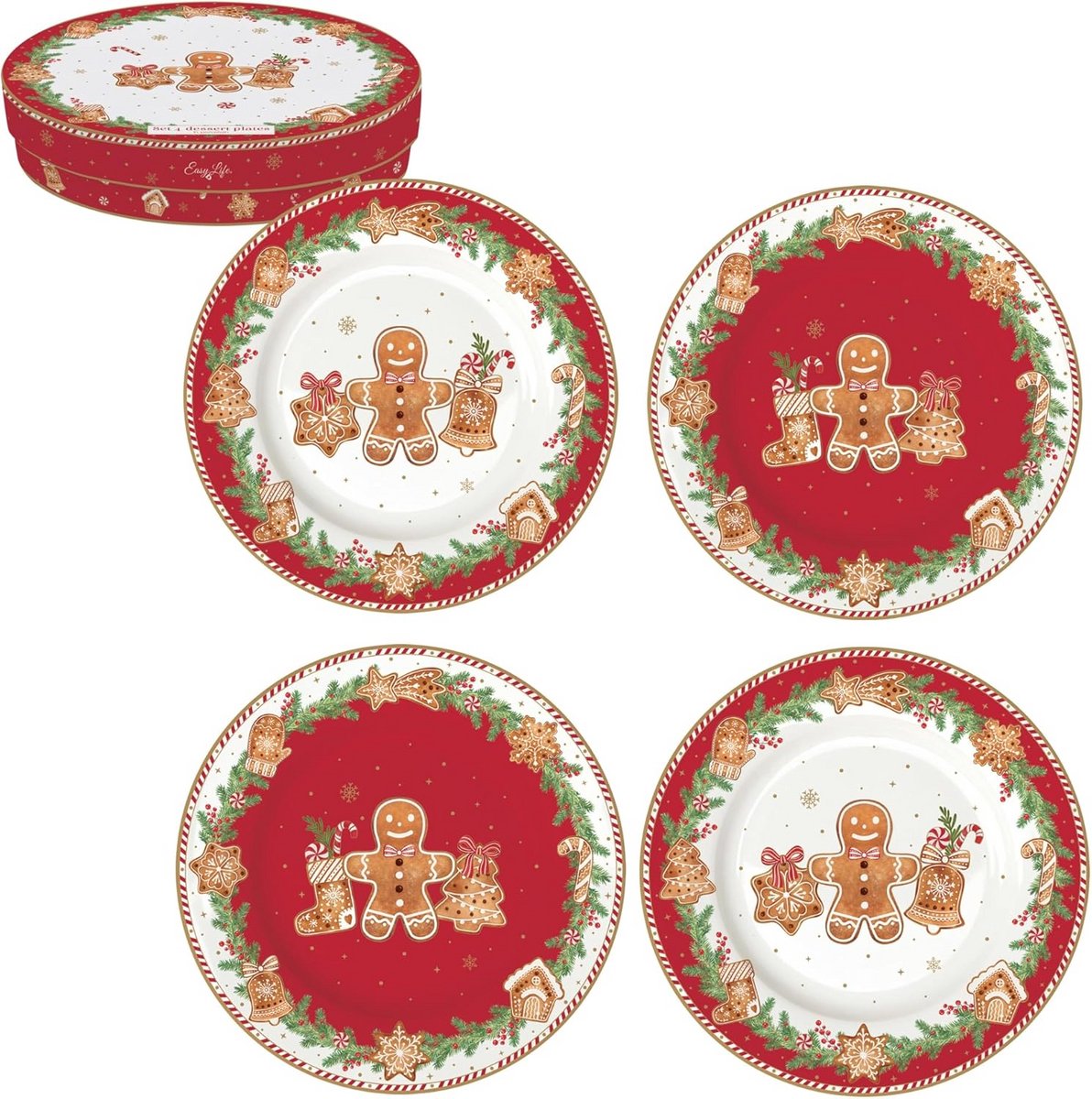 Set van 4 dessertborden, Ø 19 cm, van porselein