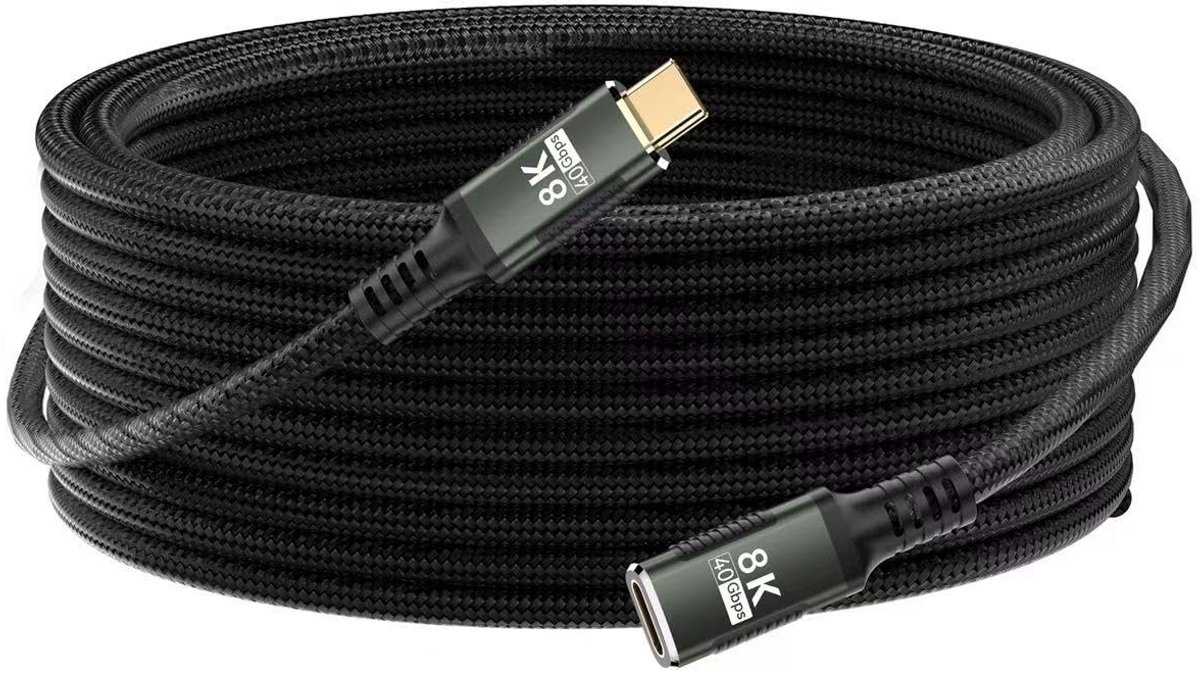 USB-C Verlengkabel 3 Meter 40 Gbps Ondersteunt 8K60Hz en 240W Snel Opladen