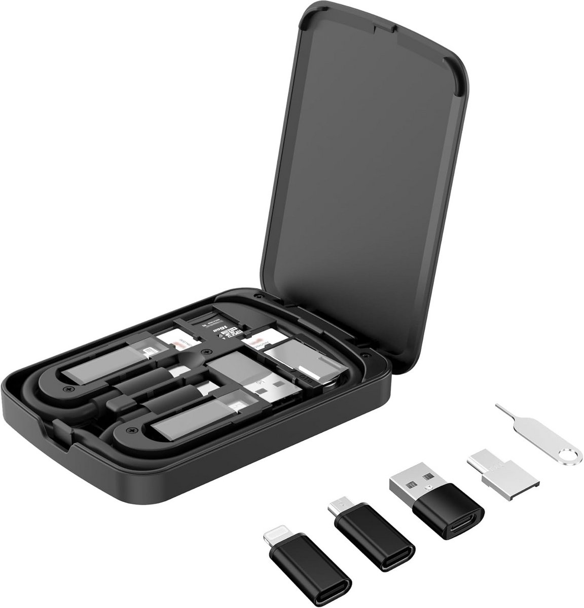 Multifunctionele Oplaadkabelset met USB A, USB C, en OTG-adapters voor Noodgevallen en Reizen