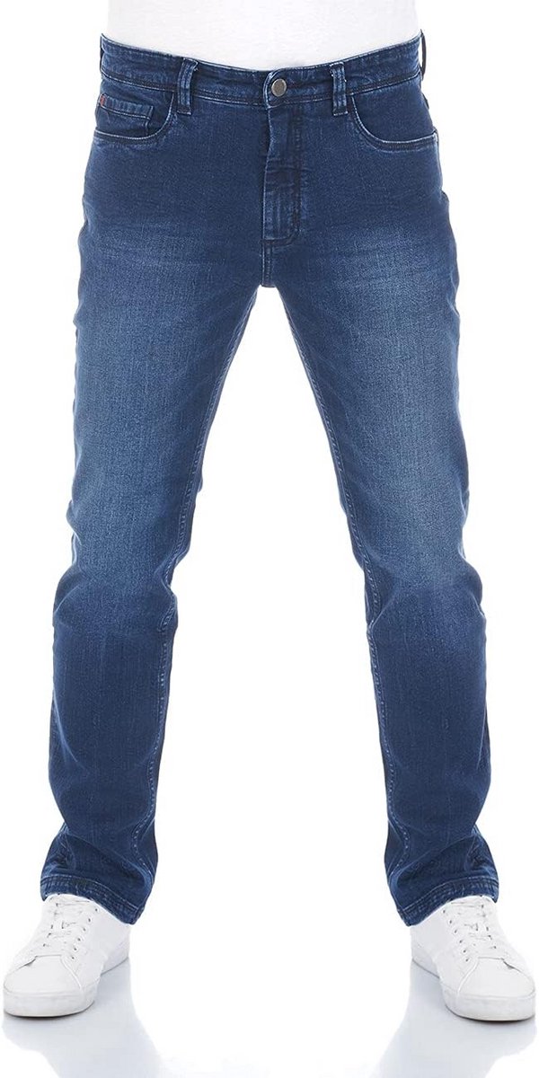 Heren Jeans Rechte Pasvorm met Stretch - Katoen Denim in Zwart, Blauw of Grijs