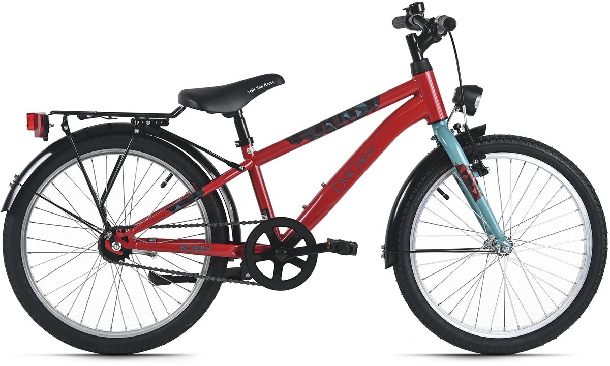 DaCapo kinderfiets 20" Bobby rood 1 versnelling FH 27 cm met verlichting – vanaf 6 jaar
