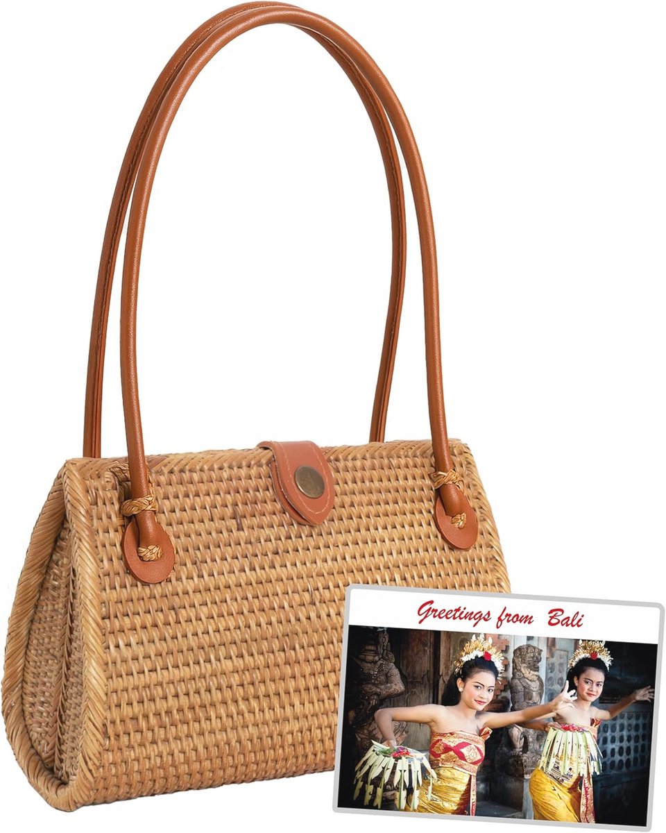 Handgemaakte dames rotan handtas schoudertas voor zomer en strand
