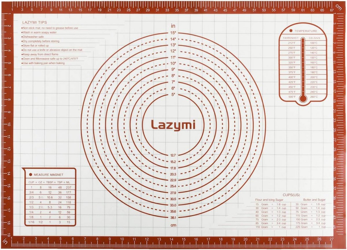 Grote Antislip Siliconen Deegmat - 71 x 51 cm - Multifunctionele Bakmat voor Pizza, Brood en Taart - BPA-Vrij