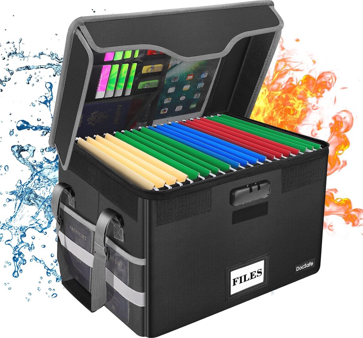 Brandwerende Document Box met slot | Opvouwbare File Storage Organizer voor Thuis en Kantoor