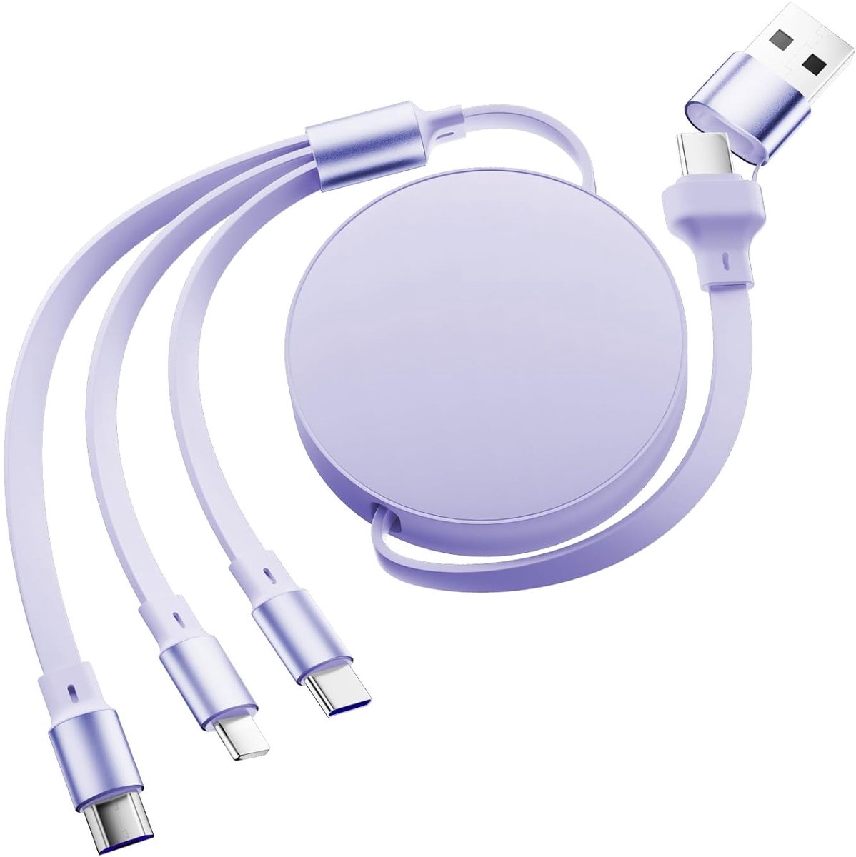 3-in-1 multi-USB-kabel, 120 W, USB-oplaadkabel, meervoudige snellaadkabel met microfoon, telefoon, type C, universele intrekbare oplaadkabel, geschikt voor Phone, laptop, Pad, Galaxy S23