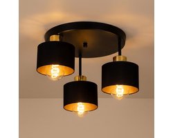 Plafondlamp 3-voudig zwart - Goud | metaal | 3x E27 fitting | Ø30cm
