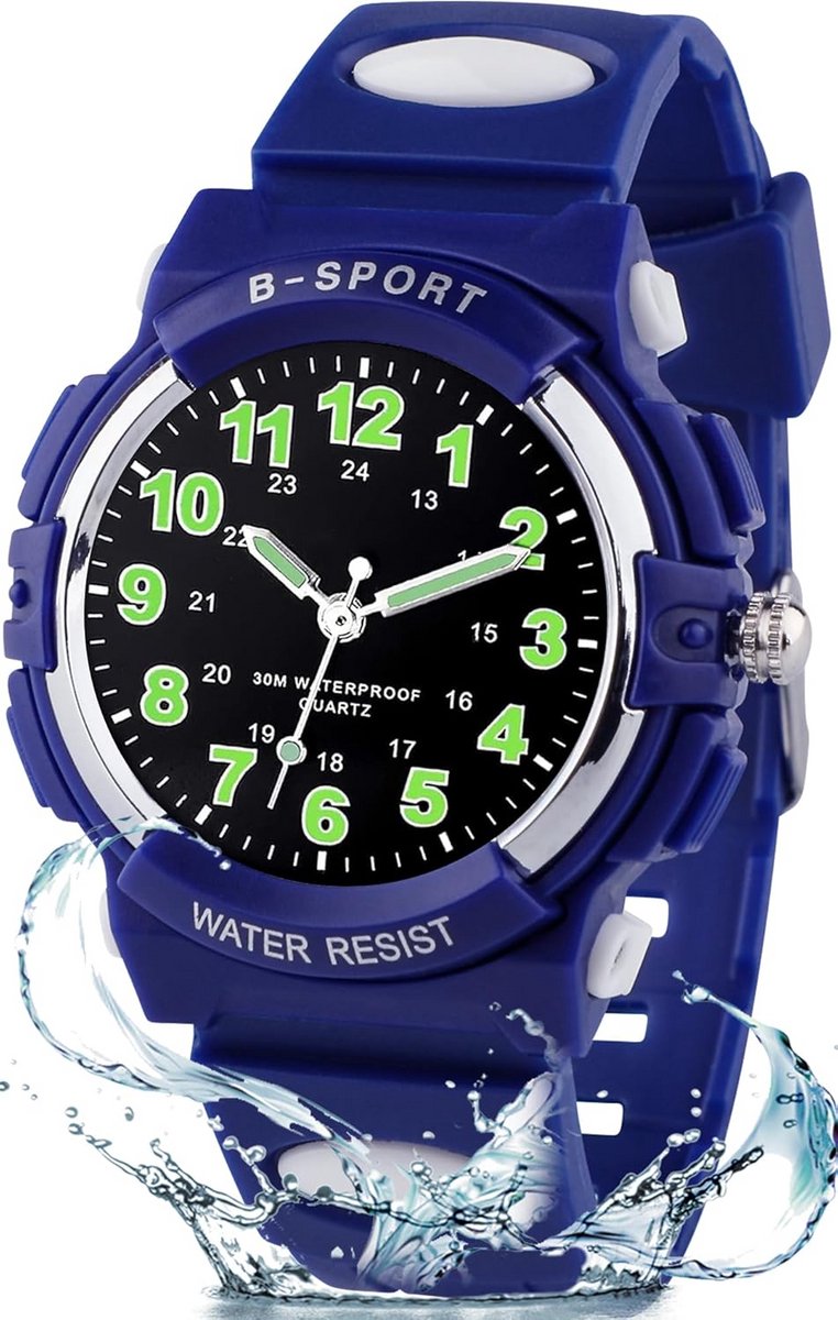 Kinderhorloge met Kwarts Uurwerk en Rubberen Band - Waterdicht voor School en Sport