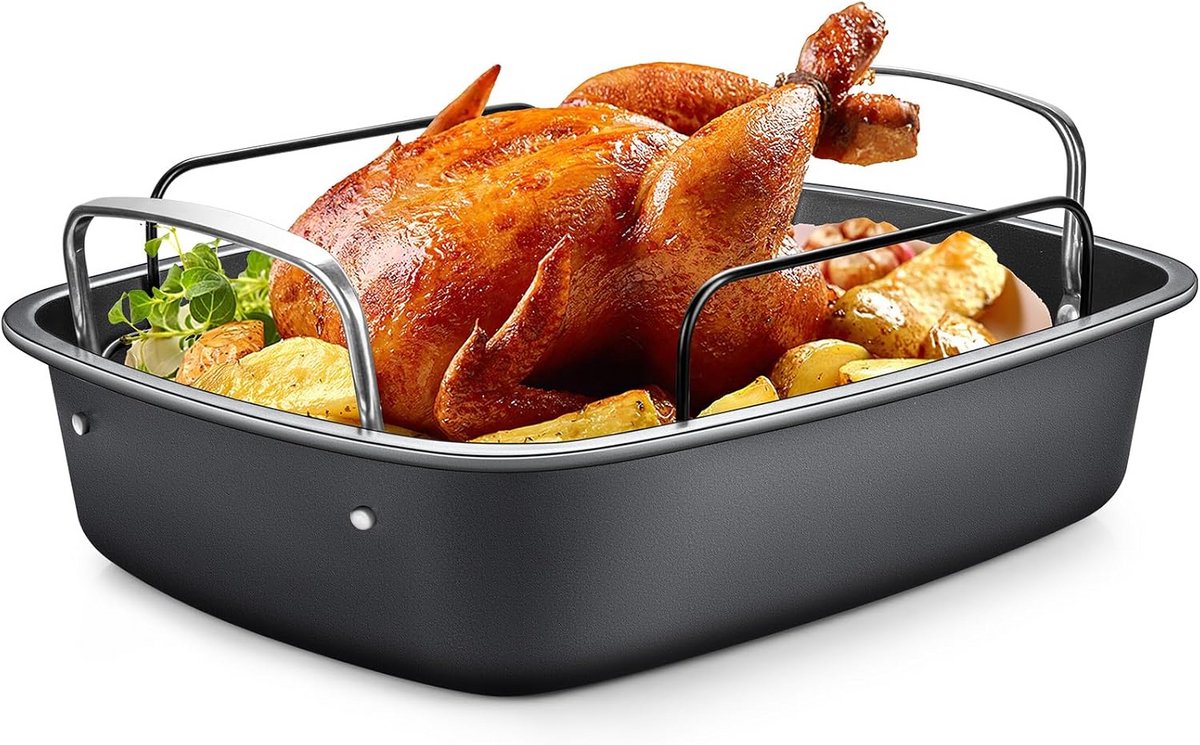 Grote Ovenschaal Non-Stick met Rooster - 43 x 33 cm Kalkoen en Kip Bakken