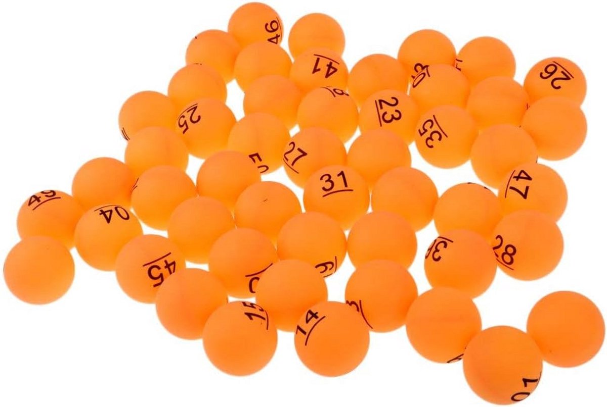 50 Stuks Genummerde Tafeltennisballen voor Tombola, Loterij en Spel Gebruik