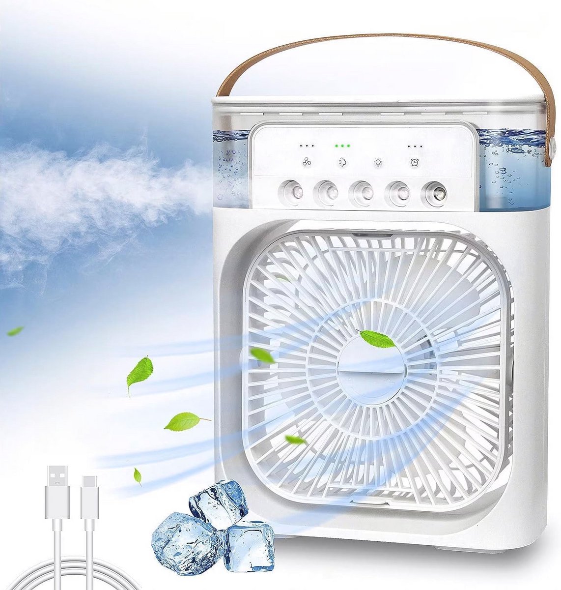 Mini USB tafelventilator met waterverstuiver en geurverspreider - Draaibaar, stil en draagbaar voor thuis, kantoor en camping