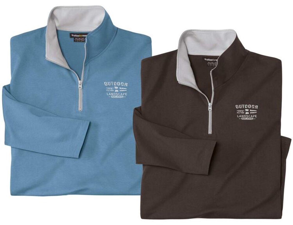 ATLAS FOR MEN - Set van 2 coltruien met rits - Heren - Verkrijgbaar in grote maten - XXL