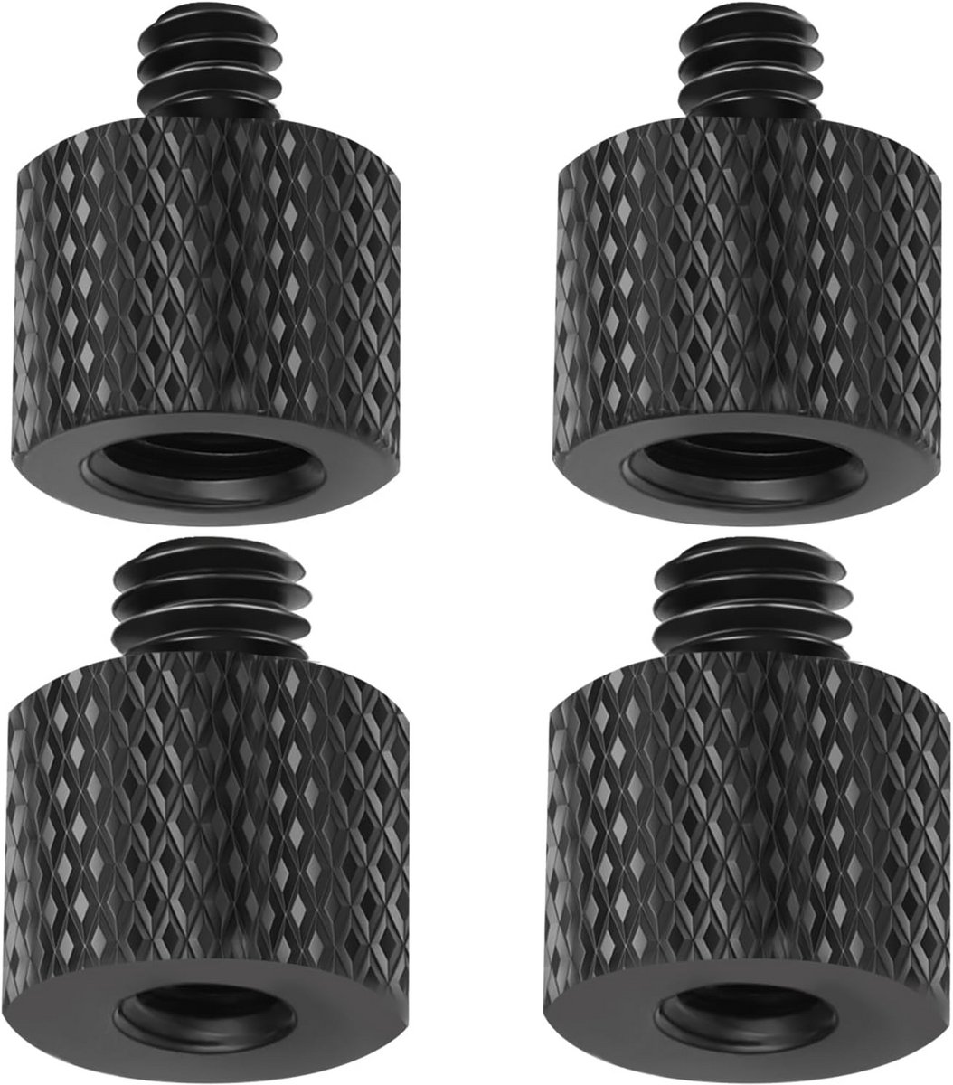 Statief Schroef Adapter - Microfoon Houder - Camera Bevestigen - Roestvrij Staal - 4 Stuks - Zwart