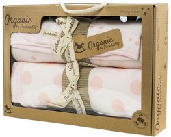 Babyshower Cadeauset met 2 Organische Katoenen Dekens - Roze Stippen en Sterren - Kraamcadeau