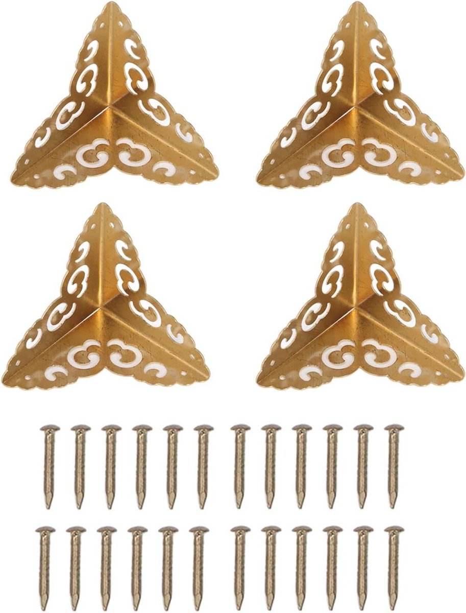Allecta - Hoekbeschermers voor Antieke Dozen - Antieke Koperen Sieraden - Houten Kasten - Bescherming Rondom - Vintage Stijl
