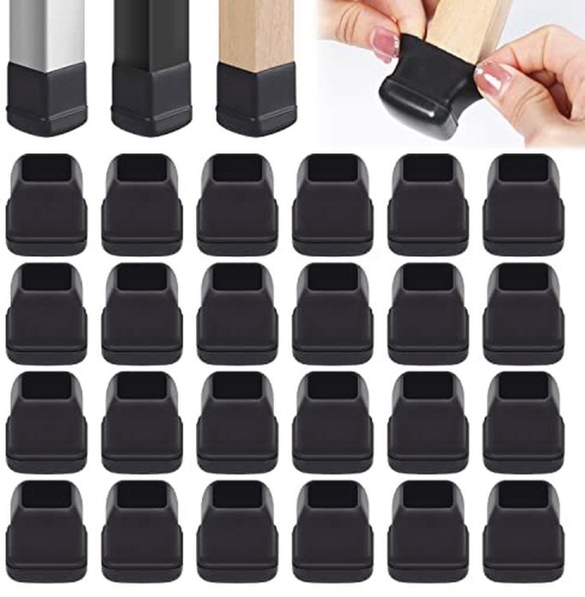 Meubeldoppen voor Stoelen - 16 Stuks Vloerglijders voor Tapijt - 2,5 cm - Thermo-Kunststof-Elastomeer - Geen Krassen op Tapijt